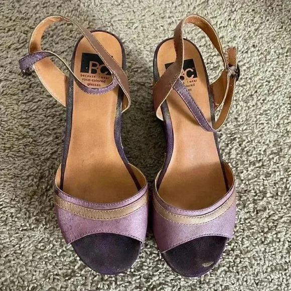 BC Because I Wear Rose Colored Glasses Rainbow Purple Wedge Size 8.5 - Picture 3 of 13